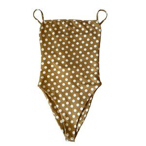 Skin By Same Sunflower Polkadot One Piece Swimsuit Women Small Yellow Beach